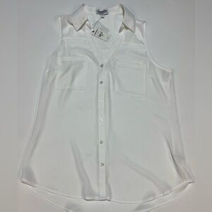 Express White Sleeveless Button-Up Blouse